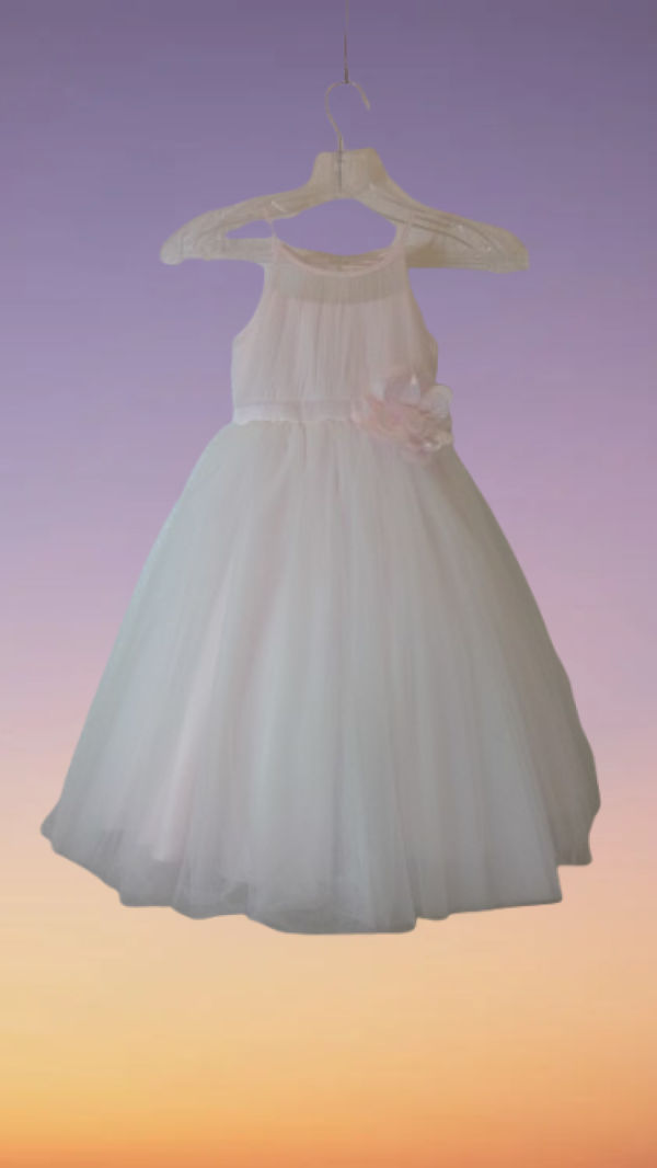 White flower girl sleeveless dress for any occasion