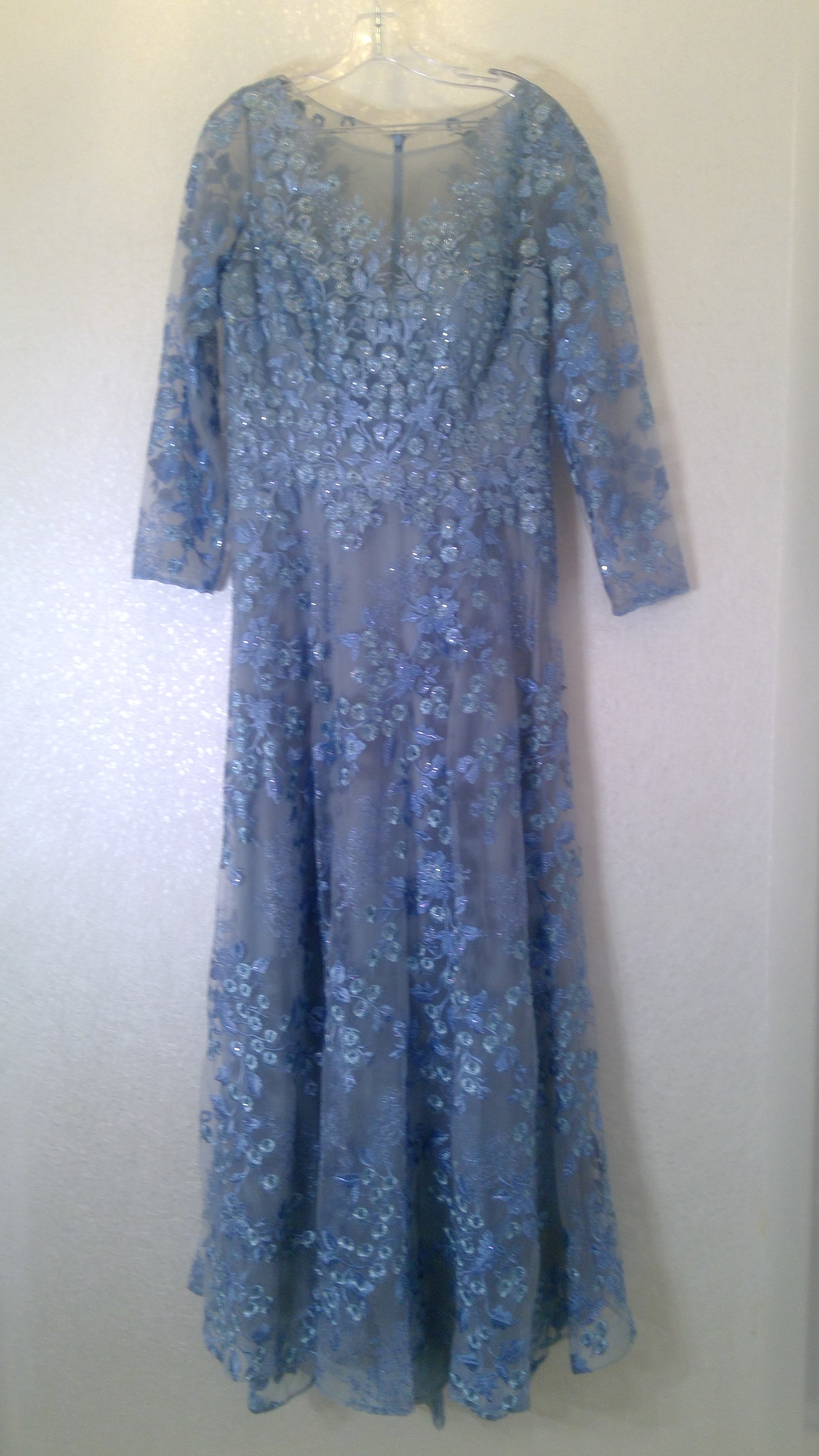 Blue floral dress with long sleeve