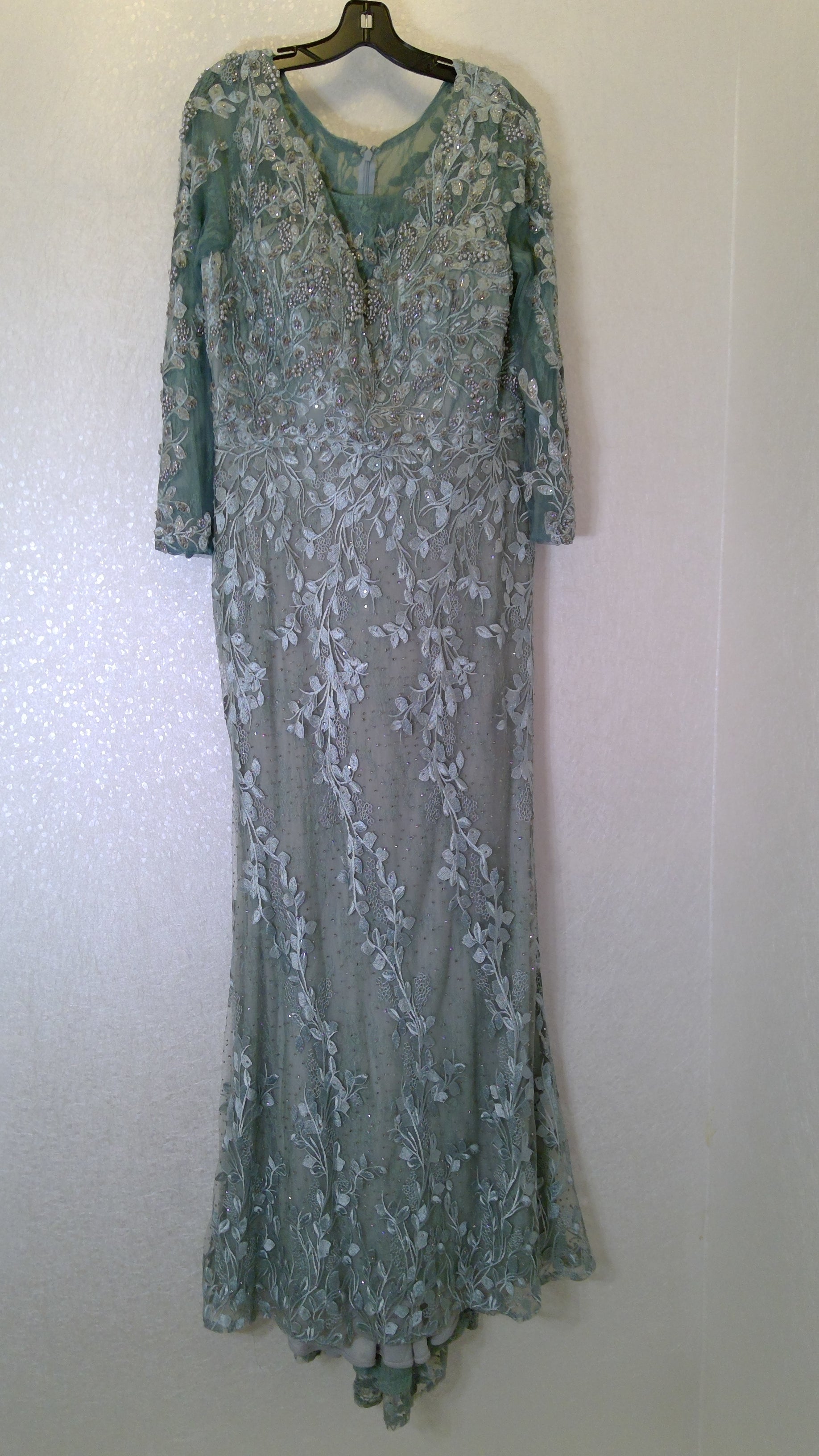Light blue lace with long sleeve gown for any event