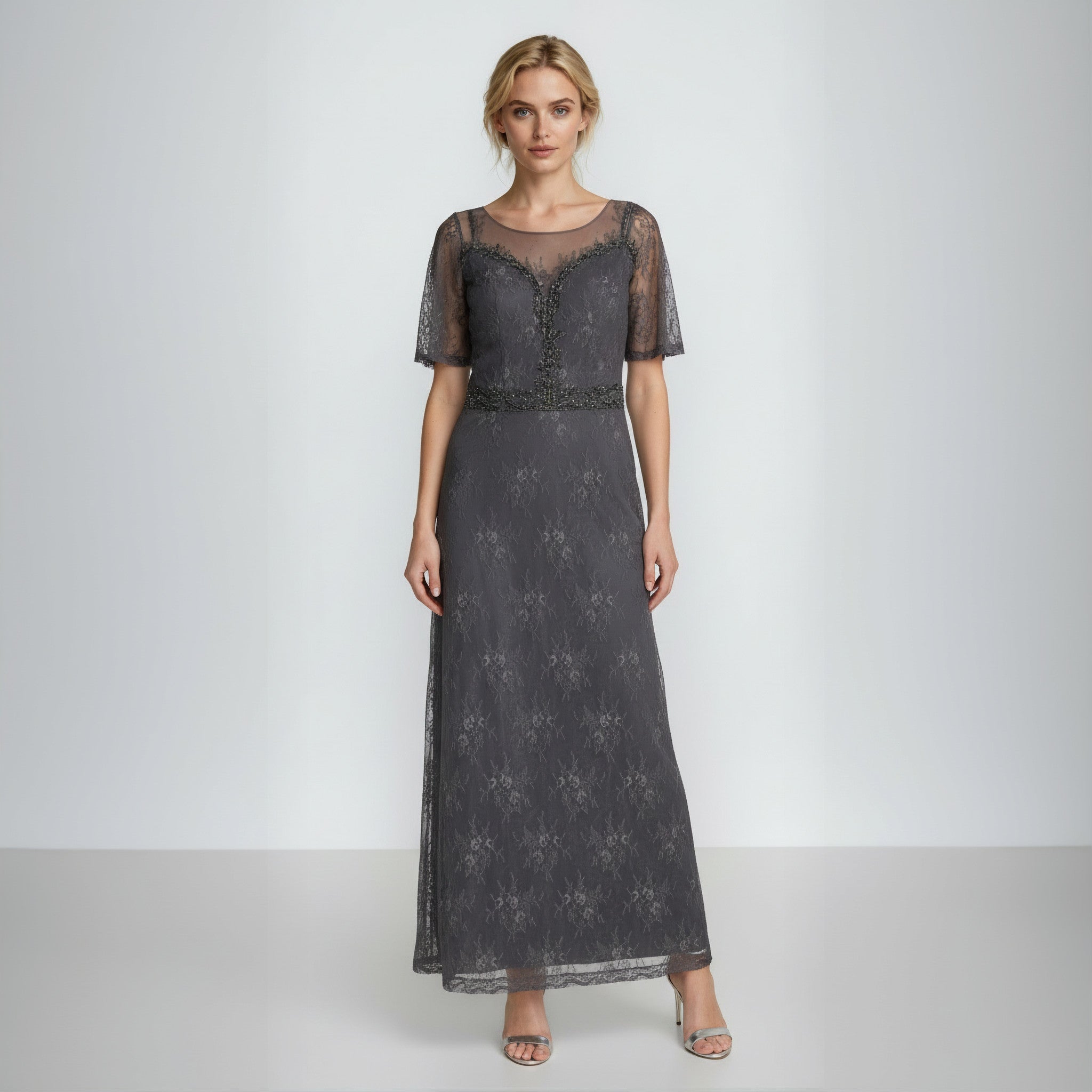 dark gray lace dress