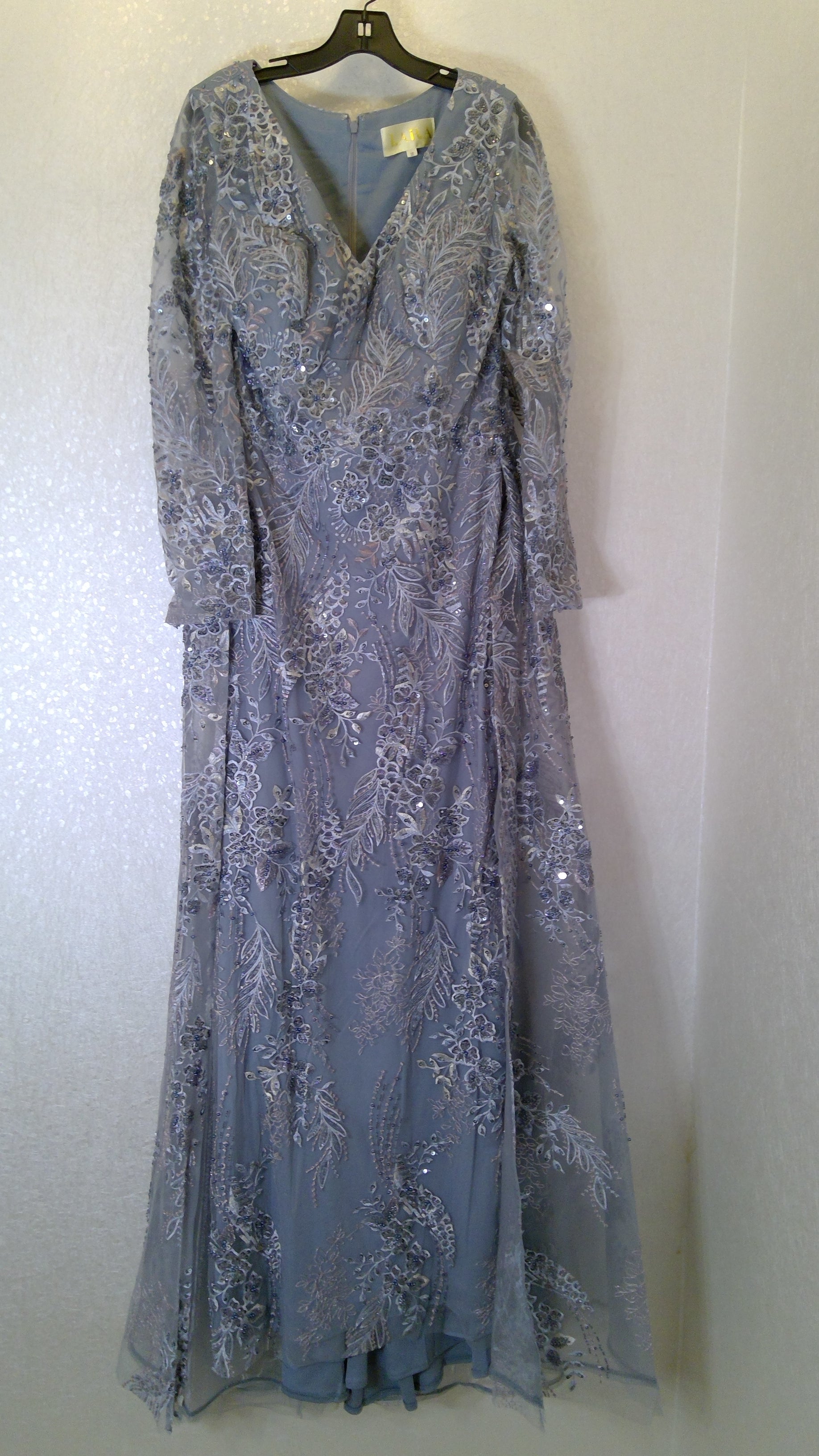 Multicolor evening gown. Long sleeve for any party