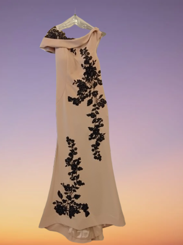 Beige off-shoulder dress