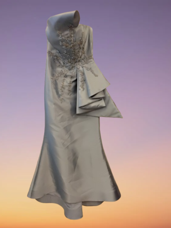 Elegant silver evening gown