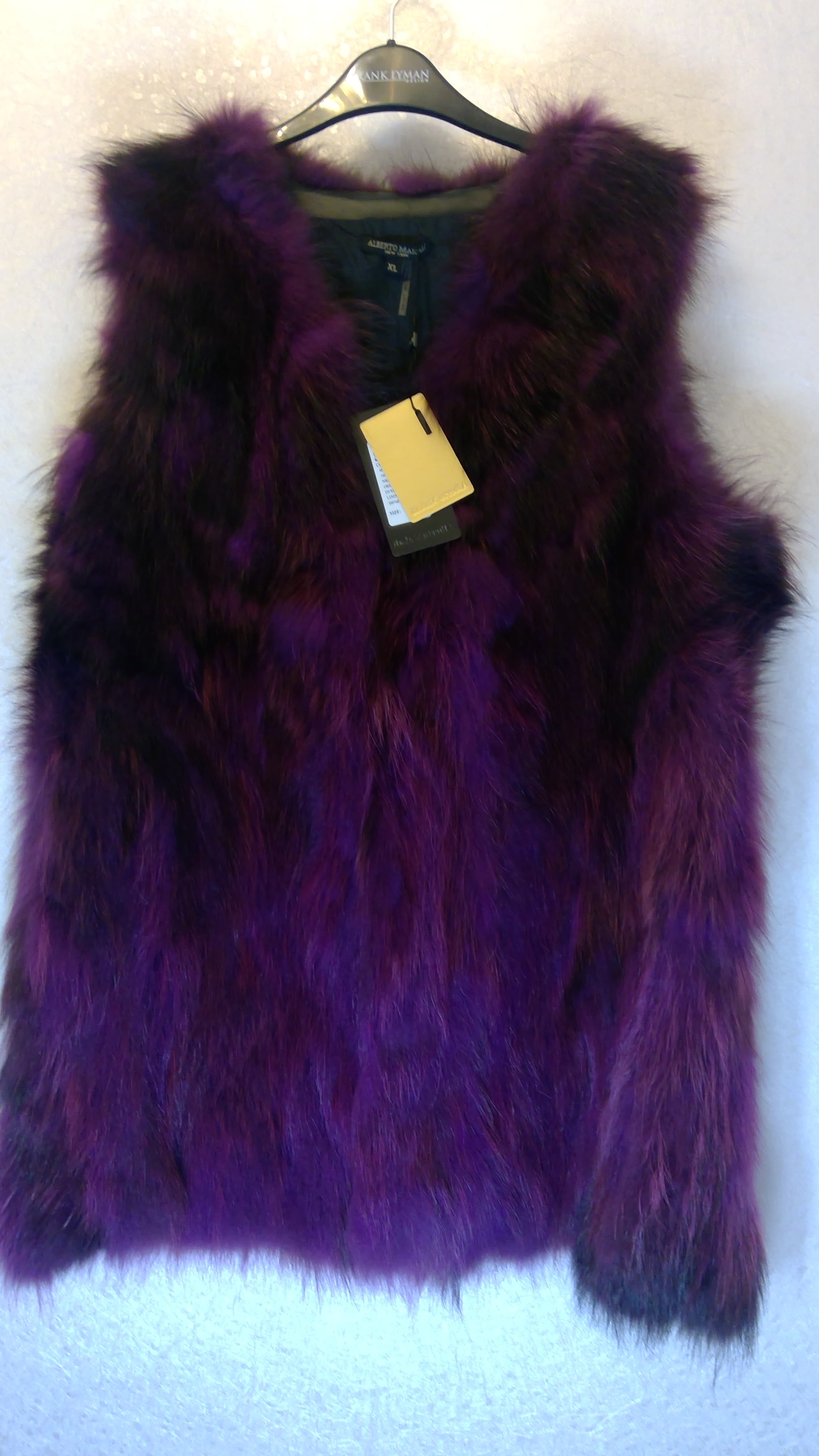 Sleeveless purple fur vest