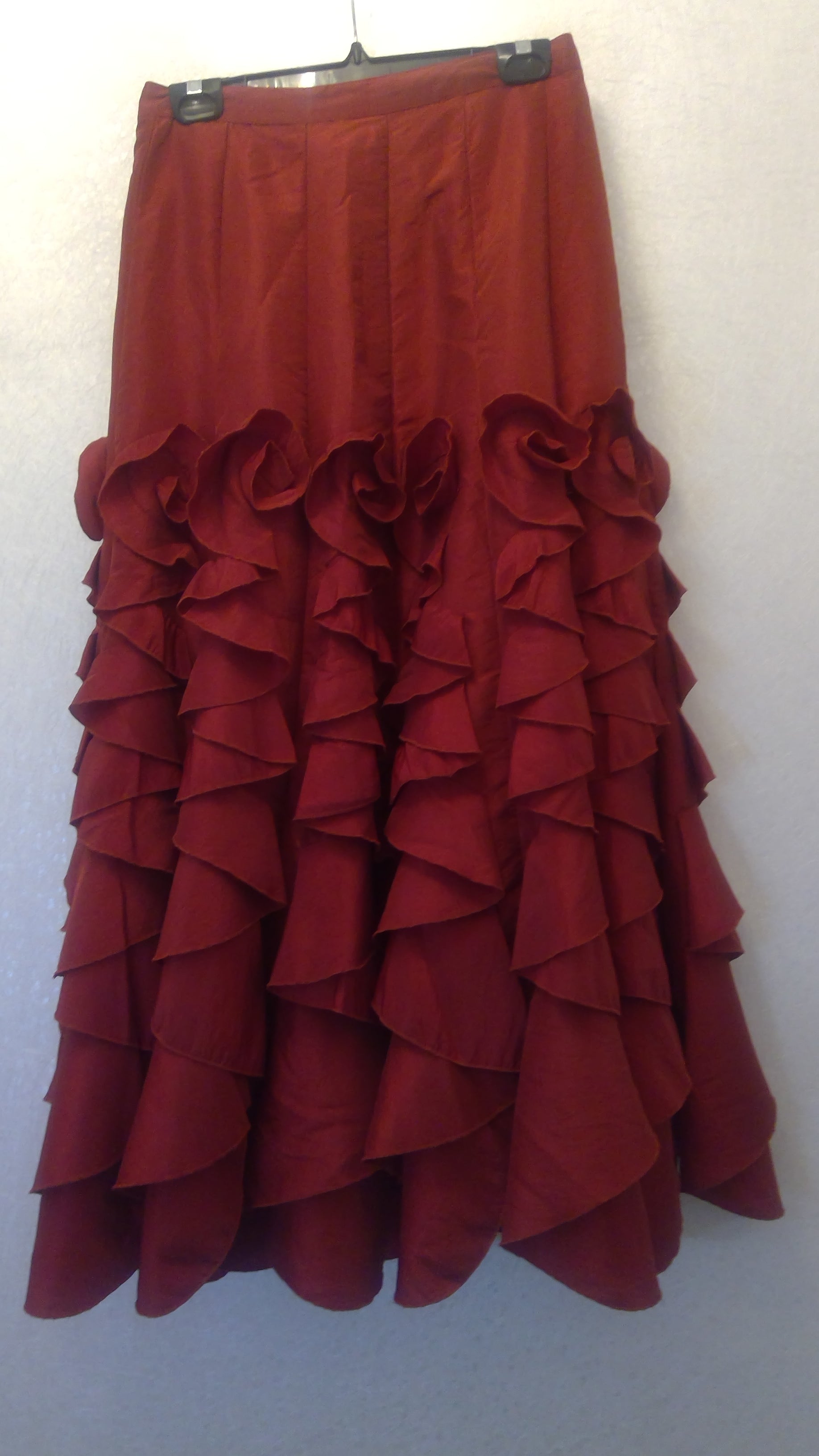 Red skirt with ruffled details