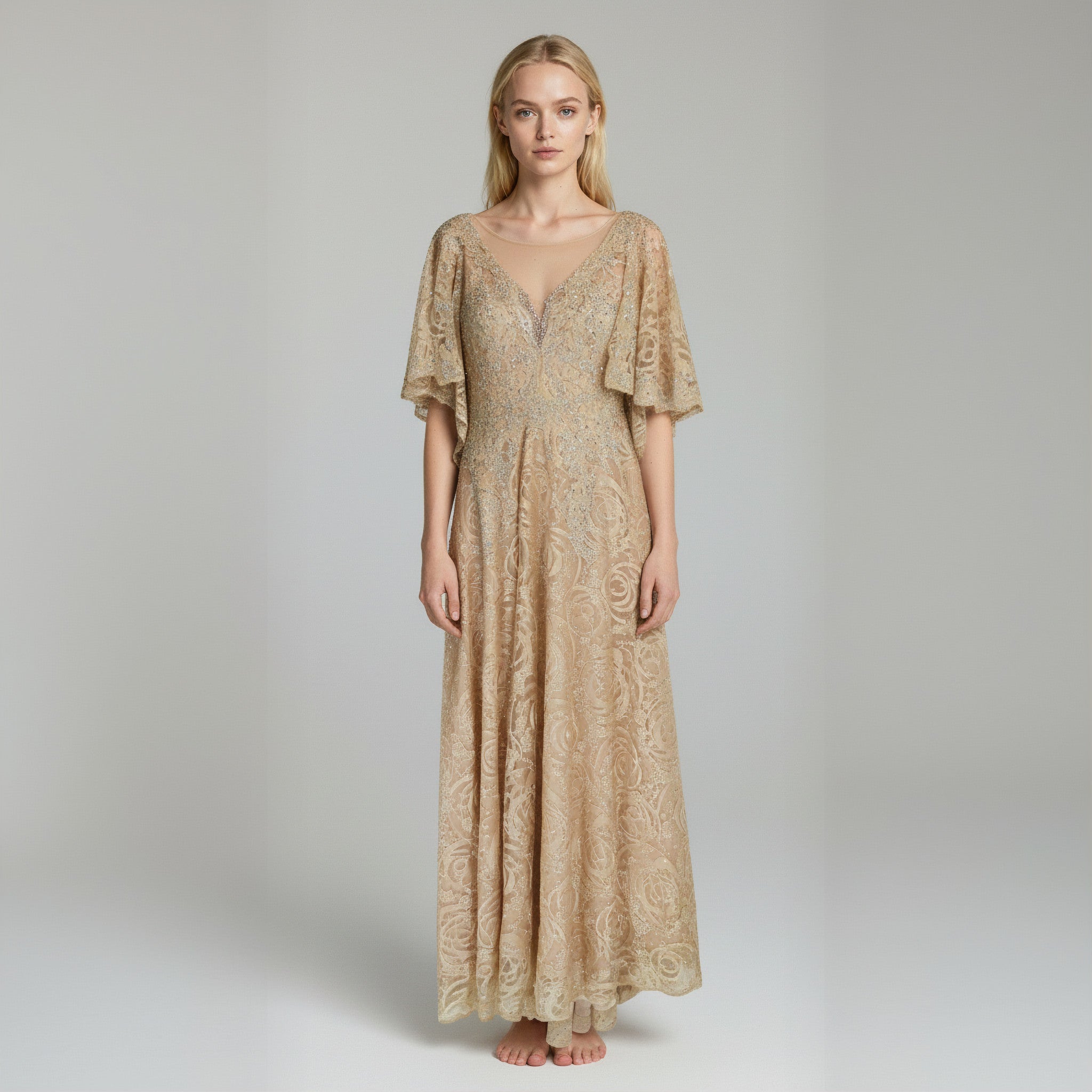Gold lace dress