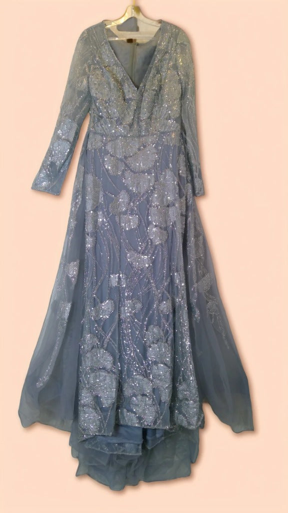 Sliver lace evening dress