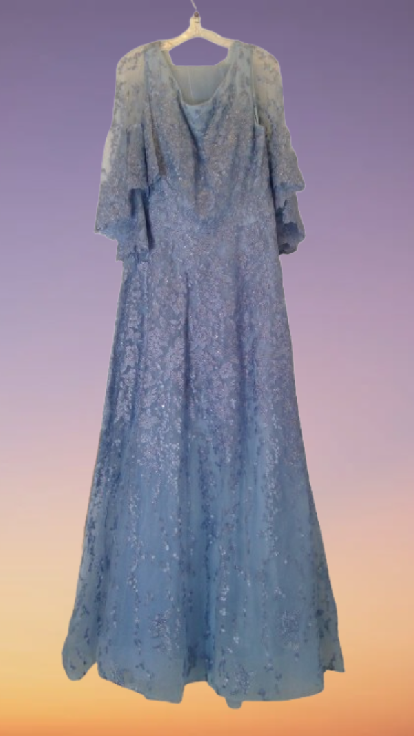 Blue lace evening dress for any party