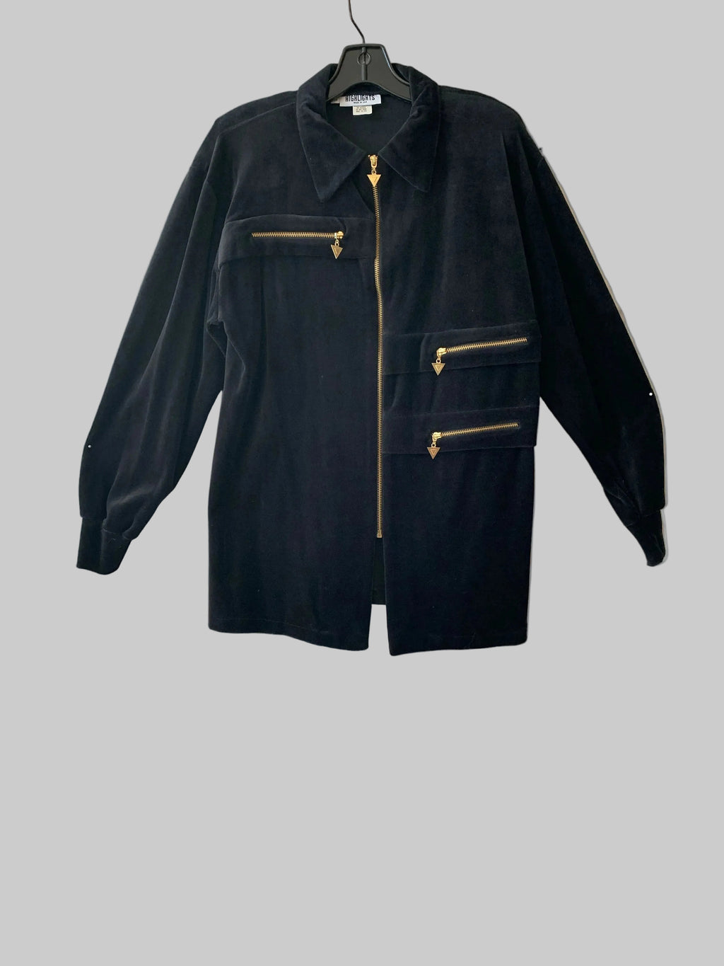 Black outfit with gold zippers