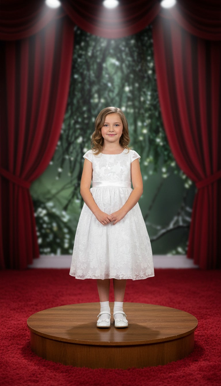 A smart, artistically patterned dress for a girl for any important event