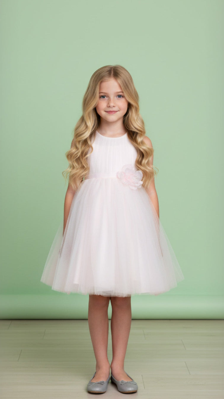 White flower girl sleeveless dress for any occasion