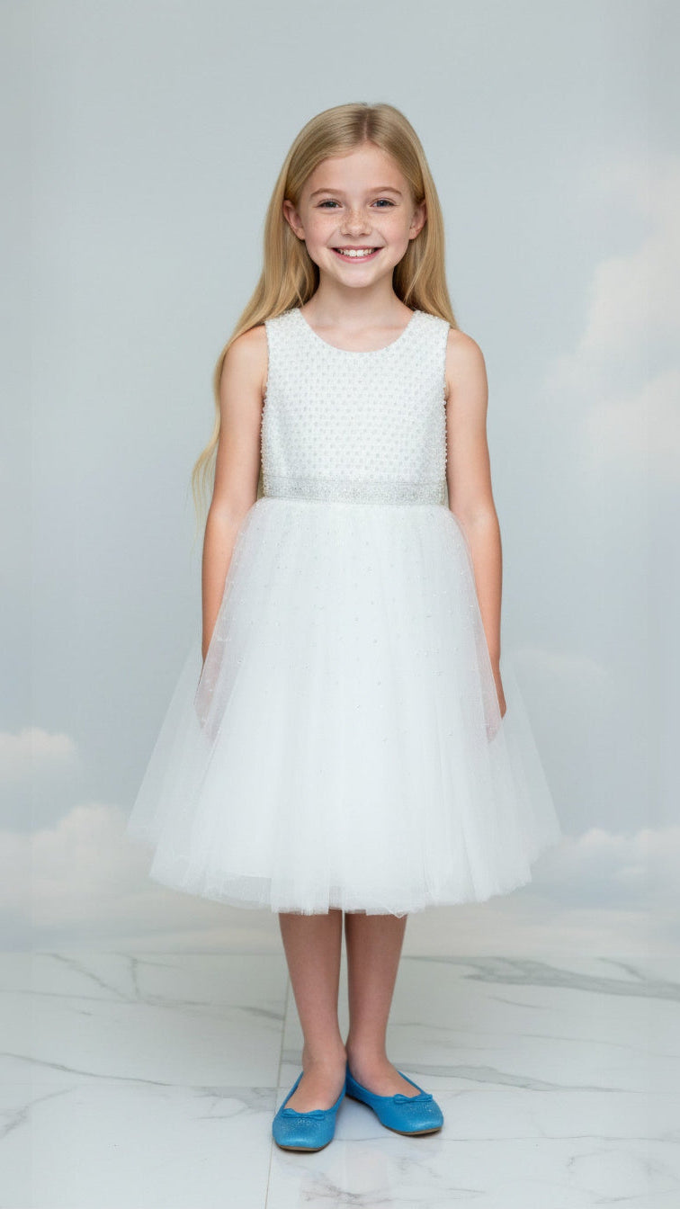 White sleeveless dress for girls 5 years for any party