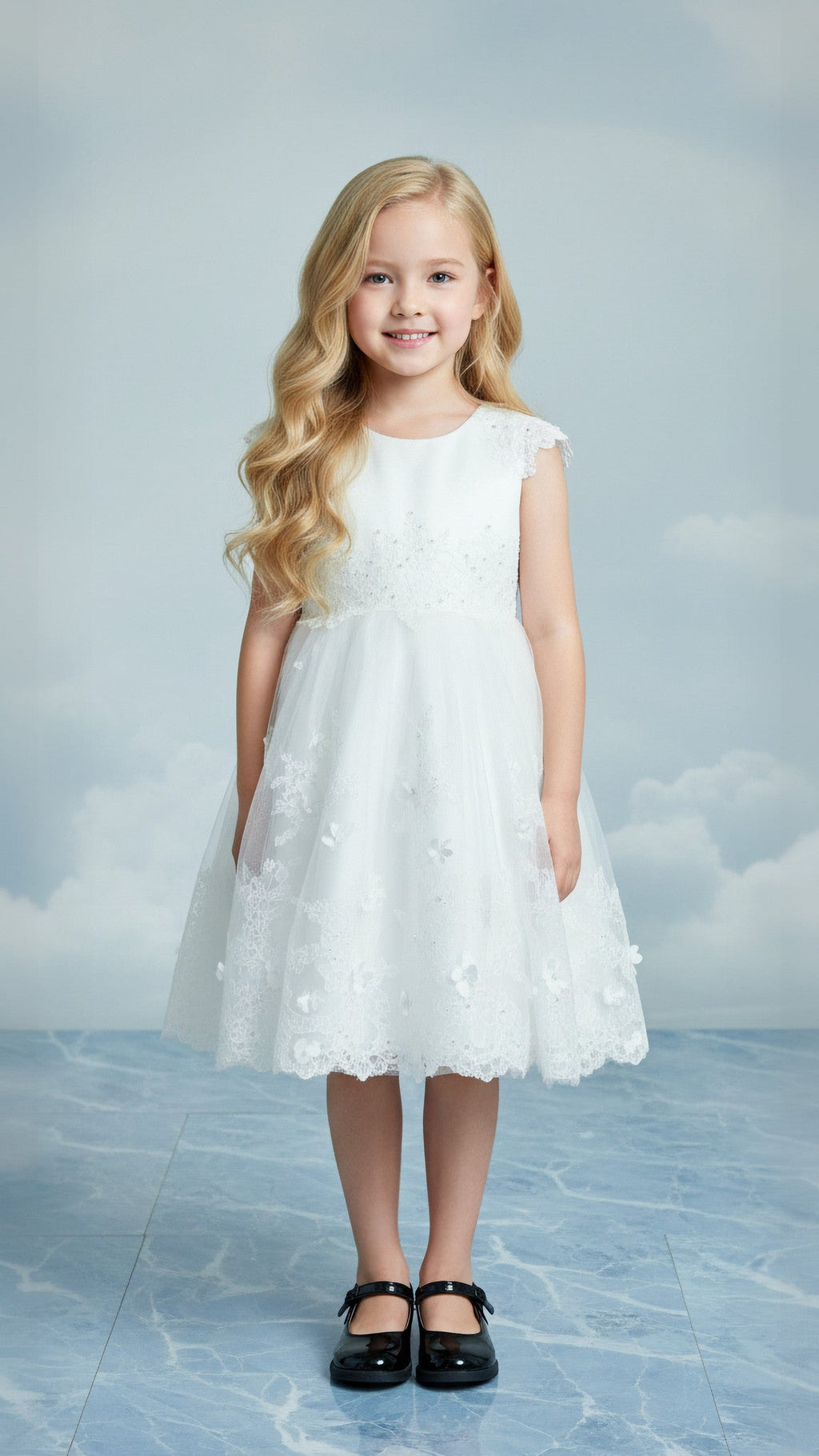 White lace dress for small girl for party