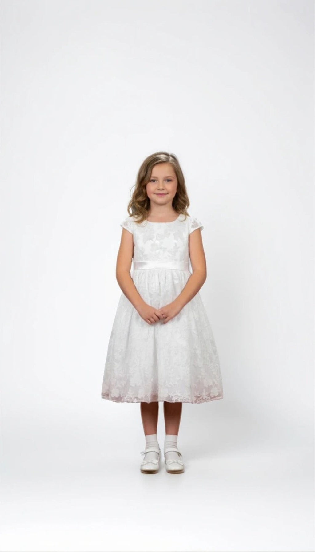 A smart, artistically patterned dress for a girl for any important event